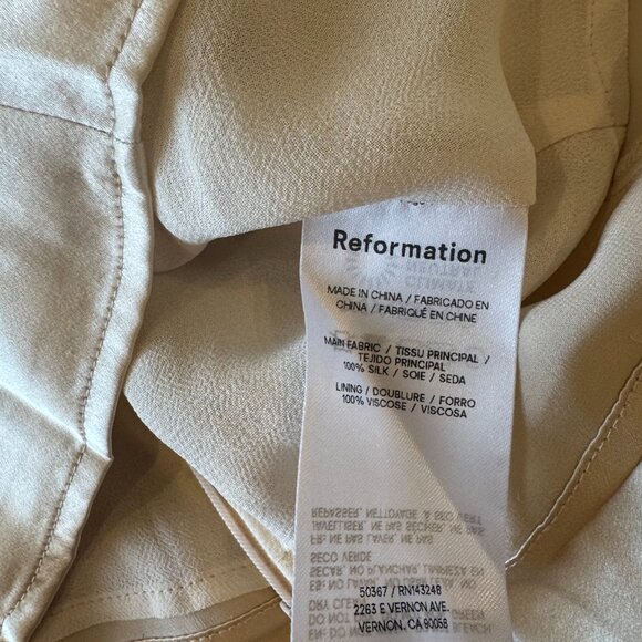 NWOT Reformation Rita Silk Top Cream - Picture 7 of 7